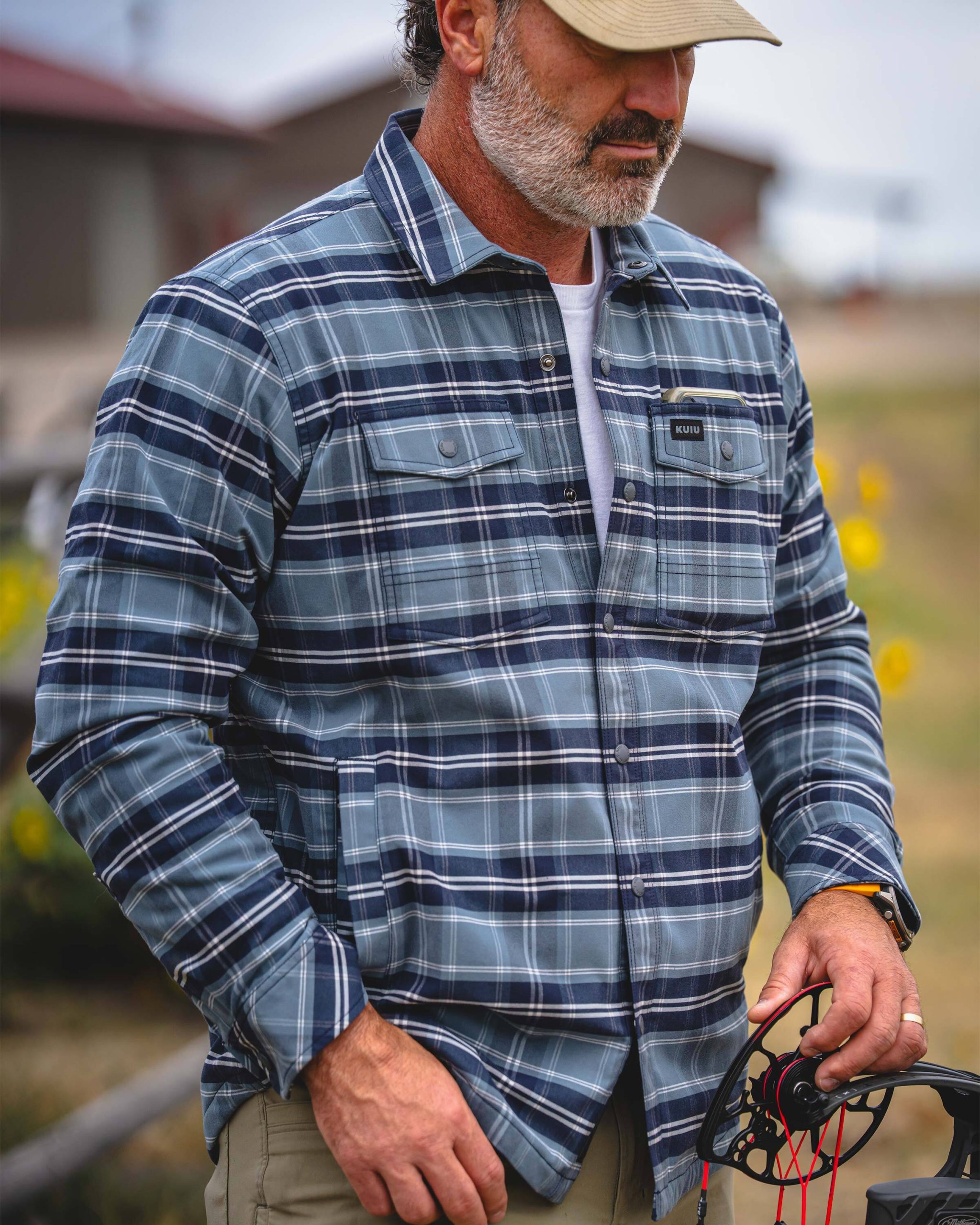 Field Flannel Fleece Shirt Jacket | Steel Blue Framework - Image 5