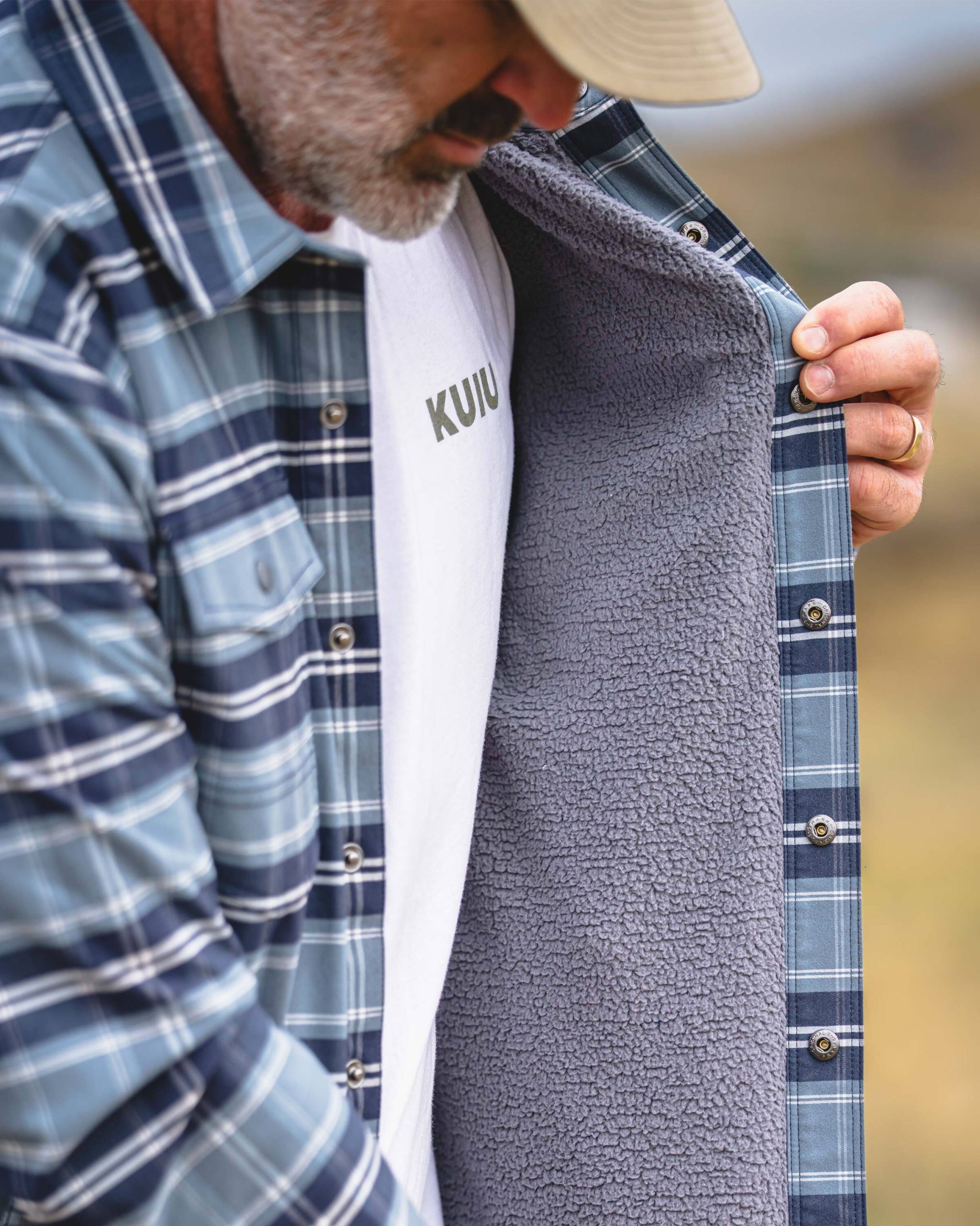 Field Flannel Fleece Shirt Jacket | Steel Blue Framework - Image 8