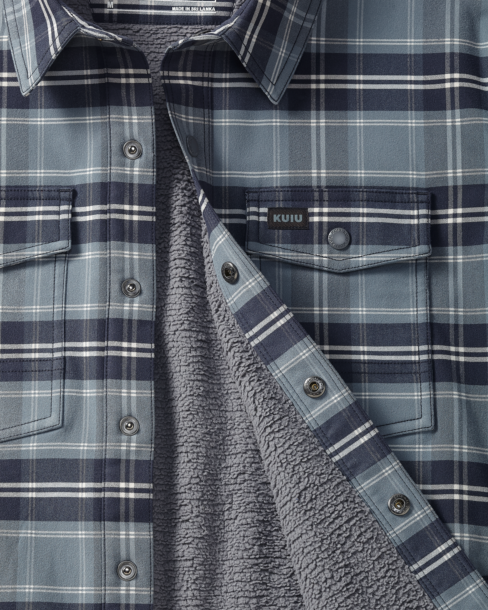 Field Flannel Fleece Shirt Jacket | Steel Blue Framework - Image 2