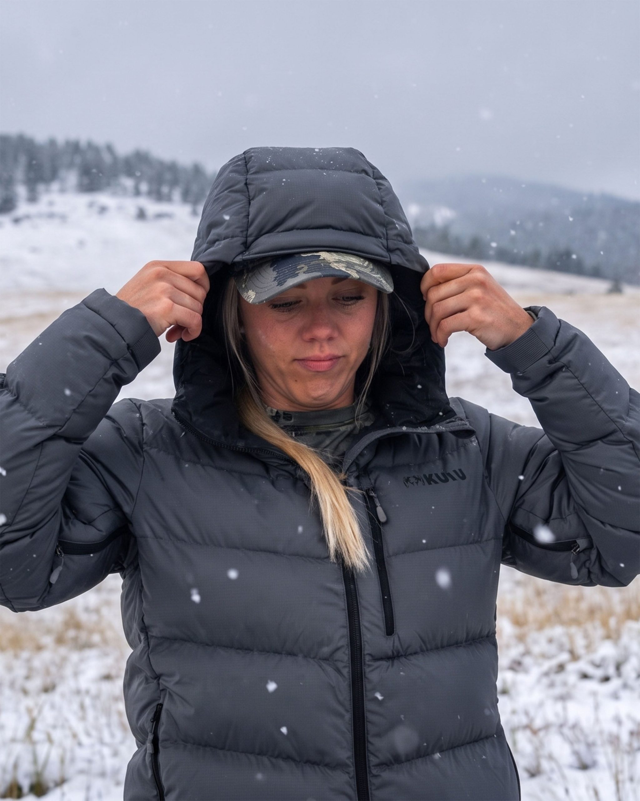 Women's Super Down PRO Hooded Jacket | Gunmetal - Image 6